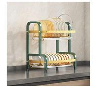 3-Tier Dish Drying Rack - Space-Saving Kitchen Drainer with Drain Tray sil & Cup Holder - Multifunctional Dish Rack for Home Use (Green - 3 Tier)