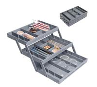 3 Tier Drawer Organizer, Folding Smart Drawer Organiser Multi Level Expandable Drawer Organizer Makeup Drawer Shallow Organizer Tray for Makeup Jewelry Office Supplies