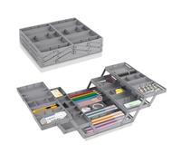 3 Tier Drawer Organizer,Smart Drawer Organizer Multi Level,Expandable Makeup Drawer Organiser Cutlery Tray,Foldable Collapsible Desk Organizer Drawer Trays (Double Row 3 Layers)