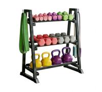 3-Tier Dumbbell Rack,Adjustable Home Gym Iron Storage Racks For Kettlebells & Workout Gear,Organizer With Hooks For Boxing Gloves/Jump Ropes,Fitness Equipment Holder,Rack Only