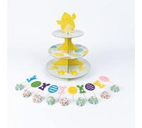 3 Tier Easter Cupcake Stand Muffin 100 Mini Case 10 Toppers Egg Kids Tea Party
