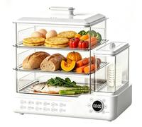 3-Tier Electric Food Steamer 24L, Stackable Removable Steaming Baskets | Delay Start & Keep Warm, External Visible Water Tank, BPA-Free for Seafood, Buns & Home Cooking(110V)