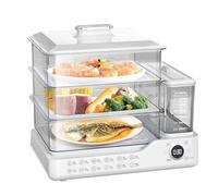 3 Tier Electric Food Steamer for Cooking, Vegetable Steamer Touch The Visual Panel Hot Food Heater with Baskets, 12H Booking, Independent Water Tank