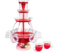 3-Tier Electric Fountain Drink Machine with LED Base, Cocktail and Wine Fountain, 1.5 Gallon Beverage Dispenser with 5 Cups for Parties, Weddings and Celebrations