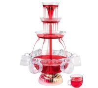 3-Tier Electric Fountain Machine With 5 Cups and LED Base, Cocktail Red Wine Beverage Dispenser for Wedding, Party, Celebrations