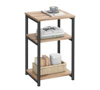 3-Tier End Table with Steel Frame, Camel Brown + Ink Black