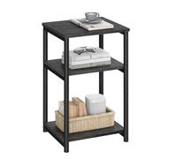 3-Tier End Table with Steel Frame, Misty Grey + Ink Black
