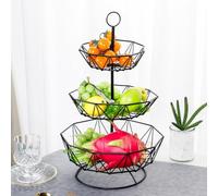 3-Tier Etal Detachable Fruit Basket Countertop Fruit Vegetables Basket,Vintage Wire Fruit Bowl For Holding Snacks Cupcakes Organiser Display Centrepiece