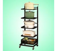 3-Tier Expandable Microwave Oven Rack Shelf - White Kitchen with Pot Lid Holder Cupboard Storage Bins and Black 5 * 4 Boards + 1 Basket for Efficient Space Saving