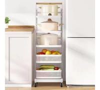 3-Tier Expandable Microwave Oven Rack - White Kitchen Shelf Unit with 5 Boards & 2 Baskets Space-Saving Over the Microwave Storage for Kitchen Essentials