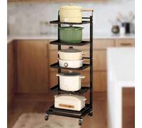 3-Tier Expandable Microwave Rack Stand - Kitchen Counter for Plates Cookware & Storage - Free Standing Shelf Unit - Black Space-Saving Design 5x5 Boards
