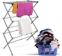 3 Tier Extendable Clothes Airer 7.5M Foldable Indoor Outdoor Laundry Drying Rack Portable Space Saving Clothes Horse Grey