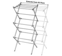 3-Tier Extendable Clothes Airer Dryer | Indoor/Outdoor Rustproof Steel, 10kg, Folds Flat, 43-75cm Width, 7.5m Drying Space