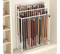 3 Tier Floor Standing Belt Rack Metal Hanger for Belts Scarves & Ties Large Capacity Space Saving Display Stand White L150*W40*H150CM