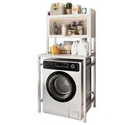 3-Tier Floor-Standing Drum Flip Storage Rack for Washing Machine Dishwasher Balcony Bathroom - Dustproof Cabinet with Clear Door Freestanding nizer (68.5 x 60 cm)