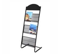 3-Tier Floor Standing Magazine Rack 63x38x125cm Metal Brochure Display Stand Newspaper Holder for Trade Shows Office Retail Stores & Living Rooms.