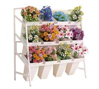3-Tier Flower Display Stand with Plastic Buckets - Durable Thickened Iron for Indoor/Outdoor Use, Perfect for Garden, Patio, Living Room & Florists