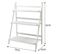 3-Tier Foldable Wooden Ladder Shelf Natural