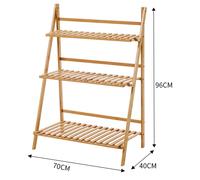 3-Tier Foldable Wooden Ladder Shelf Natural