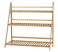 Outsunny 3-Tier Bamboo Plant Stand, Folding Plant Rack, Display Plant Shelf for Indoor & Outdoor Use, 100 x 39 x 97cm, Natural