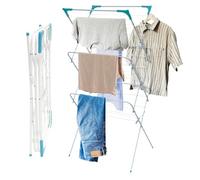 3 Tier Folding Clothes Airer - For Laundry, Indoor And Outdoor | Non-Slip Feet & Corner Spaces for Hangers | Foldable Drying Rack, Lightweight, Space Saving Washing Line - Home Storage