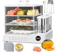 3 tier food steamer, 24L vegetable steamer with 1.5L water tank, 24h reservation, Detachable water tray, purification filter element, Stainless steel tray, steam cooker Healthy Cooking