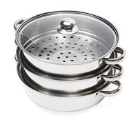 3 Tier Food Steamer Cooker Hot Pot Stainless Steel mit Transparent Pot Lid, Durable Handles, Infusion Grooves, For Dumpling vegetable meat grains soup rice clam baby food
