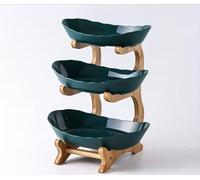 3 Tier Fruit Basket,Vegetable Rack,Bread Basket,Wooden Rack PP Fruit Bowl Serving Tray,Fruit Baskets,Vegetable Storage Rack For Kitchens Home,Office,Vegetables,Onion,Banana,Snack Basket (Green 3 tier)