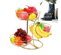 3 Tier Fruit Bowl Basket With Banana Hanger | Kitchen Tiered Fruit Basket For Home Pantry Restaurant Food Vegetable Potato Onion Bread Snack Produce