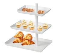 3 Tier Fruit Metal Display Stand, Reusable White Cake Stands, Detachable Food Trays, Rotable Party Serving Plate for Home Entertainment, Buffets, Afternoon Tea, Snack, Dessert, Pastry, Cookie, Biscuit