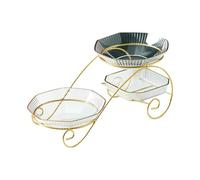 3 Tier Fruit Stand Luxury Acrylic Serving Tray for Living Room Table Modern Candy Dish for Home Decor Multifunctional Display Plate for Fruits Nuts Snacks Plastic and Metal 14.25 (-3118240168211)