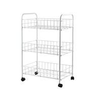 3 Tier Fruit Vegetable Cutlery Rack Storage Cart Deep Trolley Kitchen Food Stand (White, 3 tier)