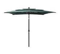 3-Tier Garden Parasol with Aluminium Pole Green 2.5x2.5 m