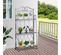 3-Tier Garden Plant Stand Metal Flower Display Rack for Potted Plants Balcony Outsunny Silver One Size