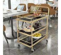3-Tier Gold Bar Cart on Wheels Elegant Kitchen & Living Room Drink Trolley Closed Wheel Storage for Drinks & Cockta Stylish Home Bar