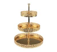 3 Tier Gold/Silver Plated Metal Cake Stand, Paandan Tray, Food Platter Tableware Display, Tea Party Tray (Gold)