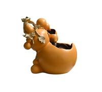 3 Tier Gourd Tabletop Water Fountain Indoor Waterfall Meditation Fountain w/Rotating Waterwheel Desktop Circulating Water Feature for Desk(Orange)