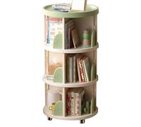 3-Tier Green Side Reading Shelf with Wheels - Home Storage nizer for Office Nightstand Sofa - Decorative Bookshelf Gift with Rolling Design