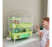 PawHut 3-Tier Hamster Cage, Hamster Habitat with Accessories, Green - Green - Steel, PS, PP - 1