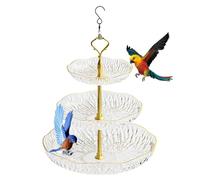 3-Tier Hangable Bird Bath S-Shaped Hook Wildlife Feeder Tray With Food Water Bowl, Durable Hanging Birdbath For Patio, Garden & Backyard Décor, 9.45x17.72 Inches