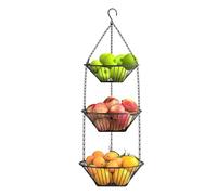 3-Tier Hanging Fruit Basket Heavy Duty, Kitchen Storage organizer With Detachable Round Baskets Metal Chain Hooks For Vegetables Fruits