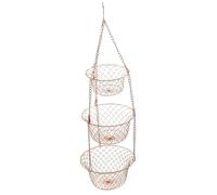 3 Tier Hanging Fruit Basket Wire Vegetable Storage Basket - Foldable Kitchen Hanging Organizer, Durable Space Saving Kitchen Storage Basket