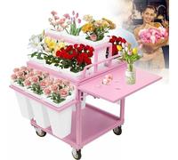 3-Tier Heavy Duty Metal Plant Stand with Wheels, 18PCS Buckets Included, Ideal for Outdoor Florist, Farm, and Garden Use