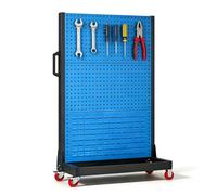 3-Tier Heavy-Duty Workshop Storage Shelf - Steel Shelving Unit with Wheels & Handle Ideal for Tools Accessories and Fasteners ion (Hooks & Boxes Not Included)