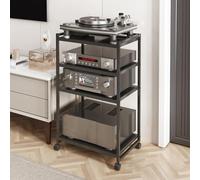 3 Tier HiFi o Rack with Wheels le AV Tower Ma Stand Multifunctal Ste Shelf for Living Room & Office (50x35.1x88cm) Universal o Sto Solut