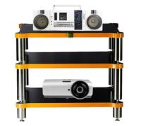 3-Tier HiFi Rack, Solid Wood AV Shelf with Shock Absorbing Foot Pads for Record Player, Amplifier, TV Stand, Audio Video Components