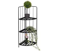 3 Tier Indoor Outdoor Black Metal Folding Corner Flower Display Shelf Rack Stand