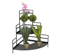 3 Tier Indoor Outdoor Black Metal Folding Foldable Corner Flower Display Shelf