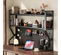 3 Tier Industrial Ladder Bookshelf Freestanding Countertop Storage Rack Space Saving with Mesh Back Panel for Home Office & Dorm Easy Assembly (B 73cm/28.7in)