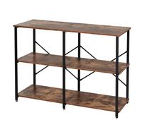 3-Tier Industrial Style Shelf Metal Frame Smooth Shelves Adjustable Feet Home Office Display Storage Unit Sleek 76x120cm Brown